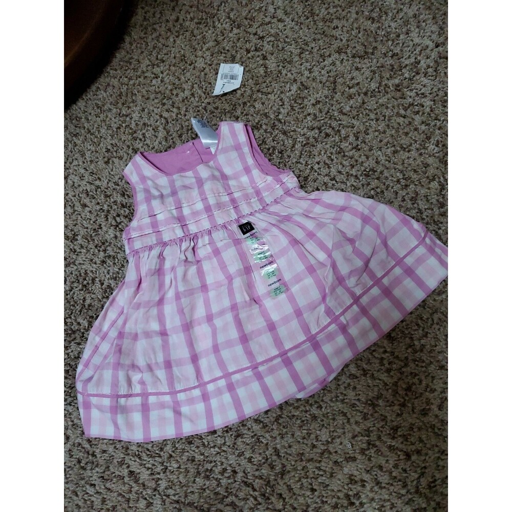 Girl's 3 6 month Gap plaid purple pink and white sleeveless dress bottoms